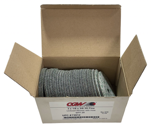 CGW 3" x 1/8" x 3/8" Unitized Deburring Wheels 3S Fine SilIcon Carbide 25 Pack