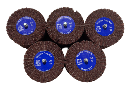 CGW 3" x 2" x 1/4-20 Interleaf Flap Wheel Medium 80 Grit USA Made 10 Pack