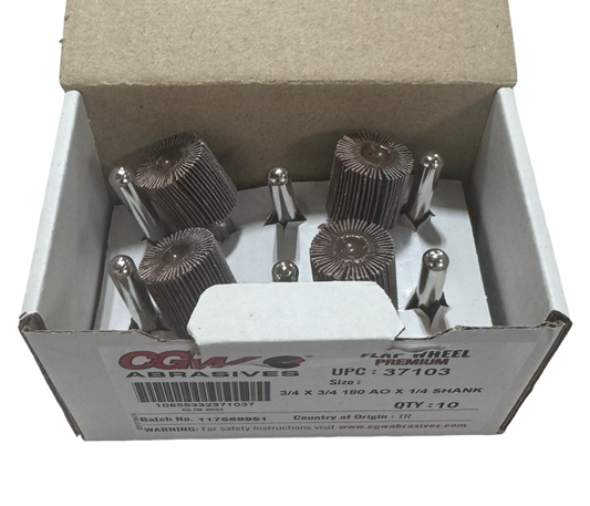 CGW 3/4" x 3/4" x 1/4" Flap Wheel 180 Grit Aluminum Oxide 10 Pack