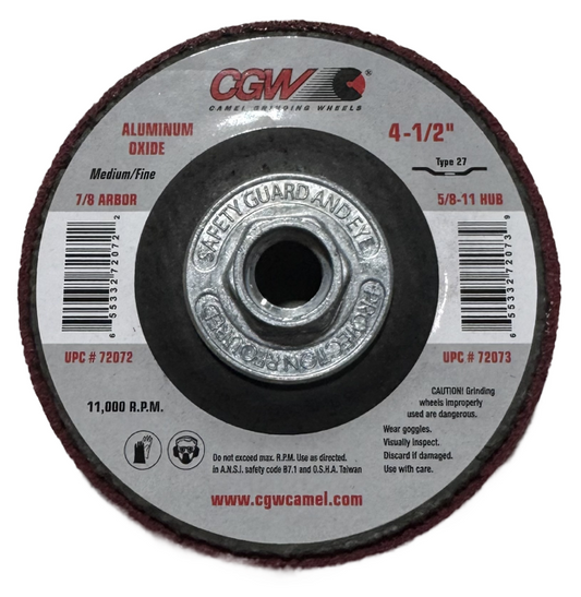 CGW 4-1/2" x 5/8-11 Unitized Deburring Wheel Medium/Fine Aluminum Oxide 10 Pack