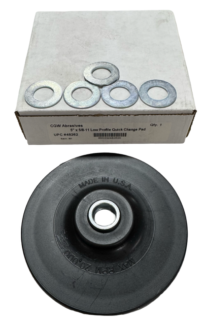 CGW 5" x 5/8-11 Rubber Back-Up Pad with Smooth Face for Low Profile Grinder