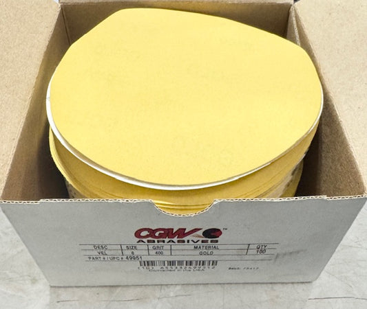 CGW 6" PSA Sanding Discs 400 Grit Gold Aluminum Oxide 100 Pack