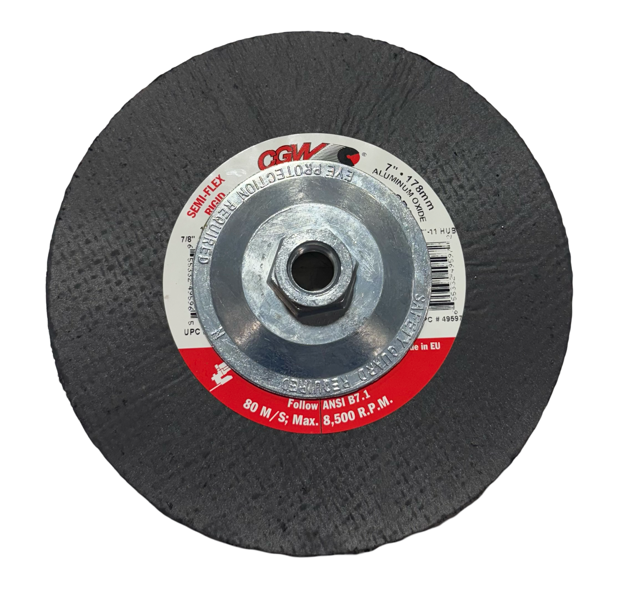 CGW 7" x 5/8-11 Semi-Flex Grinding Disc T27 Rigid Metal & Steel 24 Grit AO 10PK