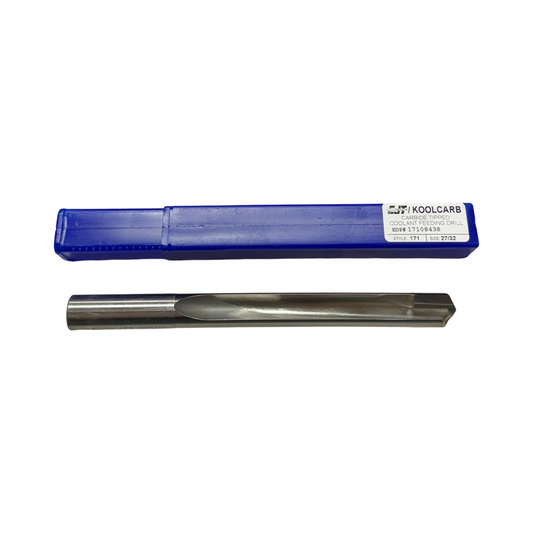CJT KoolCarb 27/32" Carbide Tipped Drill Bit Straight Flute Coolant Thru 125 Deg