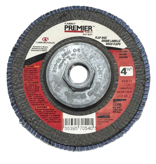 Carborundum 4-1/2" x 5/8-11 Flap Disc 60 Grit T29 Zirconia Alumina