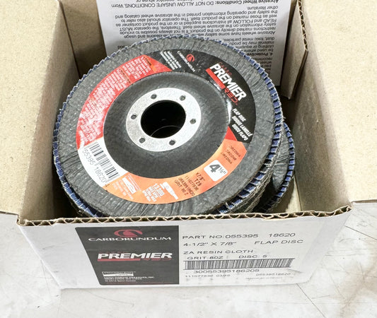 Carborundum 4-1/2" x 7/8" Abrasive Flap Disc 80 Grit Zirconia Alumina 5 Pack
