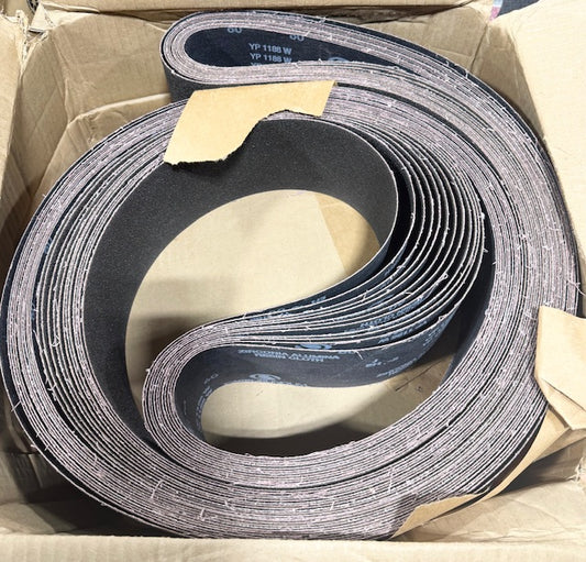 Carborundum 4" x 132" Sanding Belts 60 Grit Zirconia Alumina 24 Pack