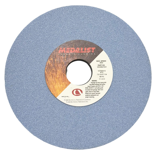 Carborundum 7" x 1/4" x 1-1/4" Medalist Surface Grinding Wheel Ceramic Alumina 60I