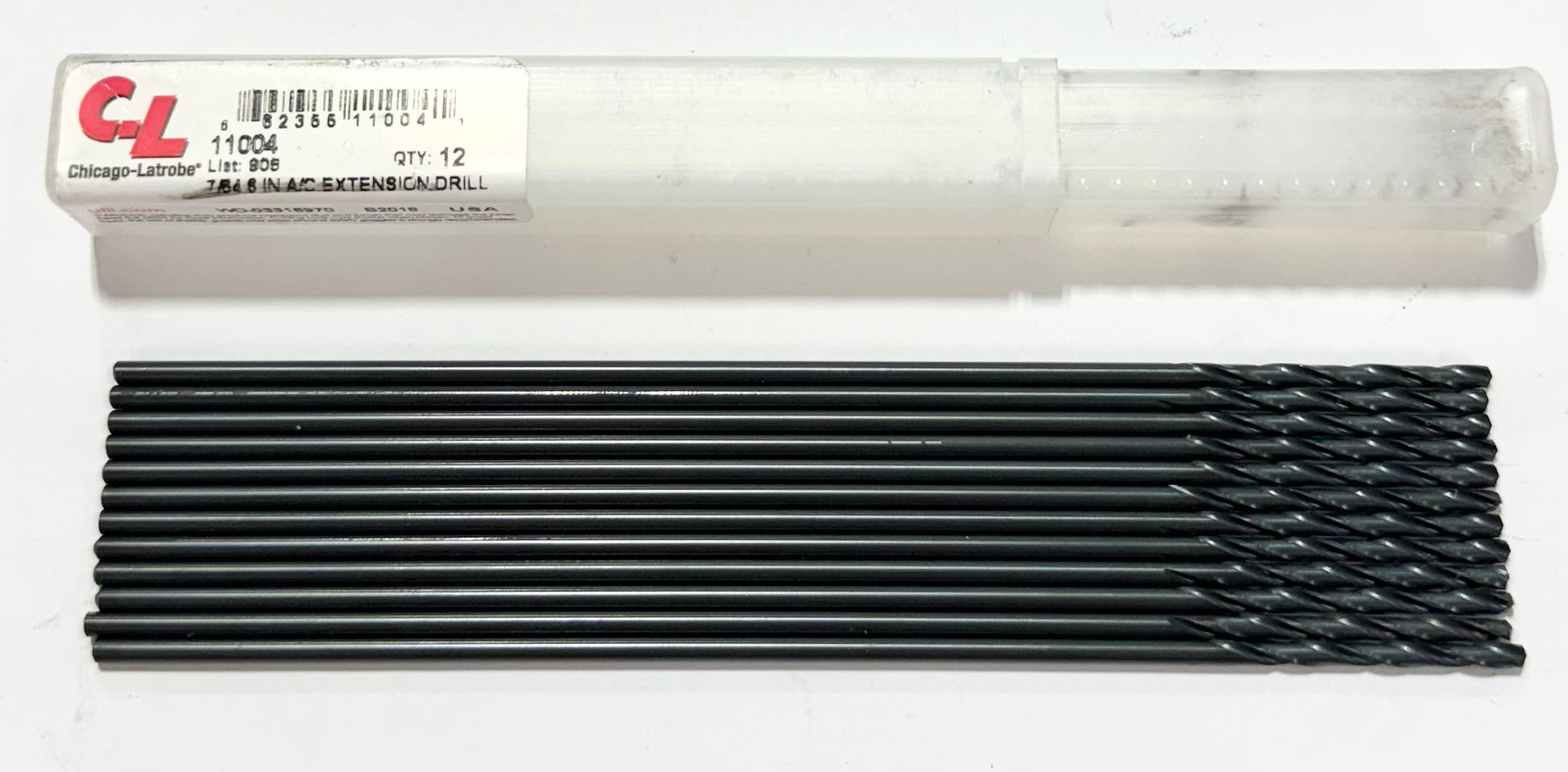 Chicago-Latrobe 7/64" x 6" HSS Aircraft Extension Drills 135 Degree 12 Pack