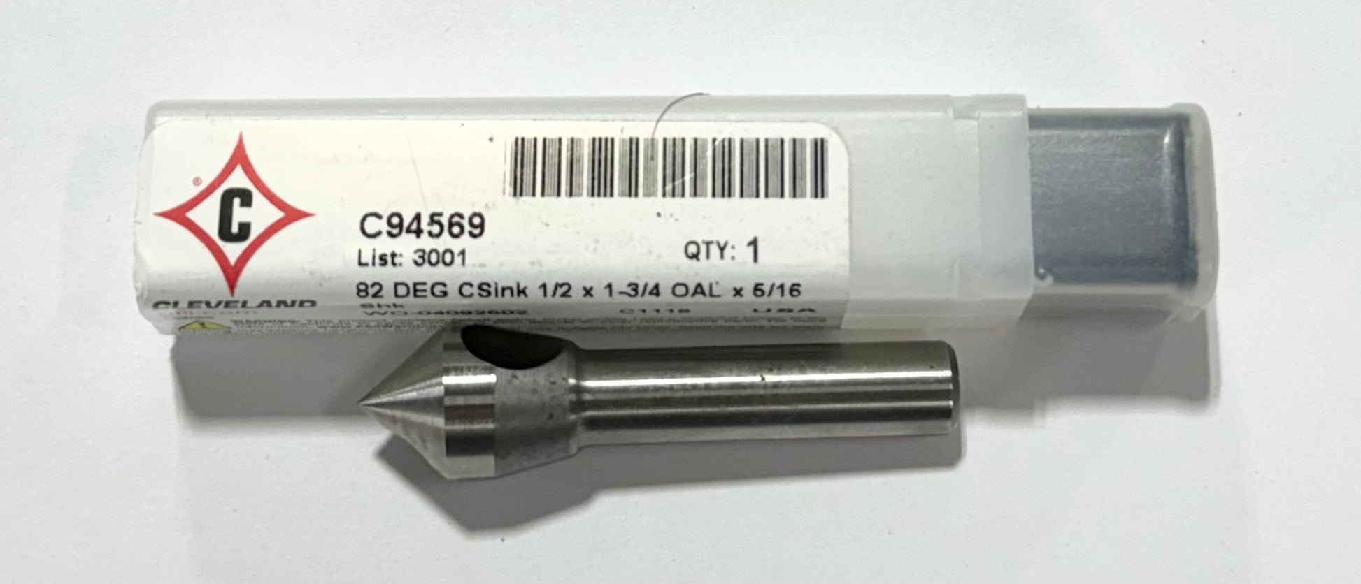Cleveland Twist Cobalt 82° Countersink 1/2" Body 5/16" Shank USA Made