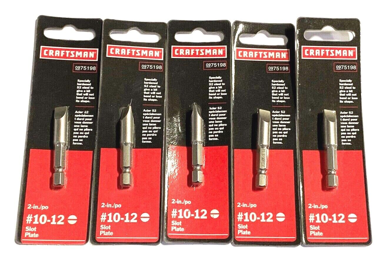 Craftsman #10-12 Slotted Insert Screwdriver Bit 1/4" Quick Change 5 Pack