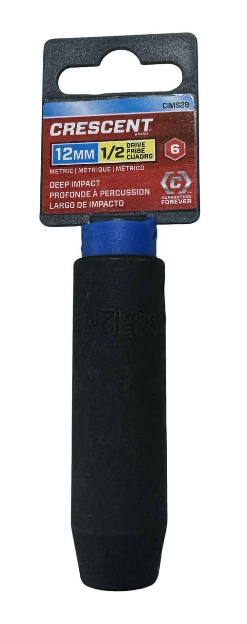 Crescent 1/2" Drive 12mm Deep Impact Metric Socket 6 Point 2 Pack CIMS28