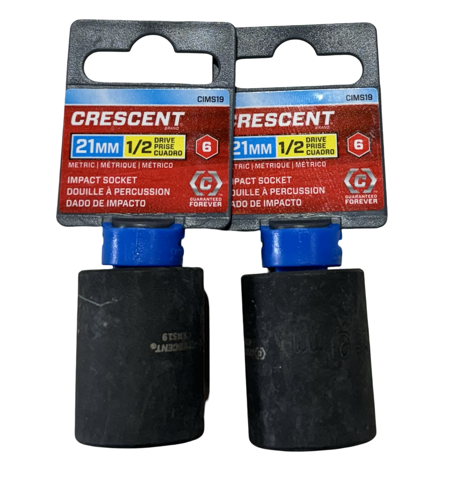 Crescent 1/2" Drive 21mm Impact Socket 6 Point 2 Pack CIMS19