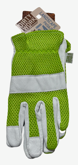 Dirty Work Pigskin Leather Women Gardneing Gloves, 3D Mesh Breathable Size Medium