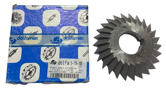 Dolfa 4" x 3/4" x 1-1/4" HSS Single Angle Cutter Left Hand 18 Teeth 45 Degree