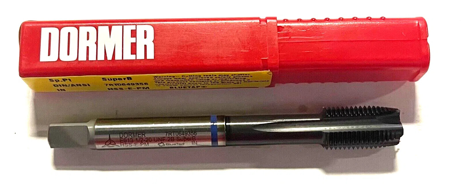 Domer 1/2-20 HSS-E-PM Spiral Point Plug Tap Blue Shark Machine Tap Super B 4FL