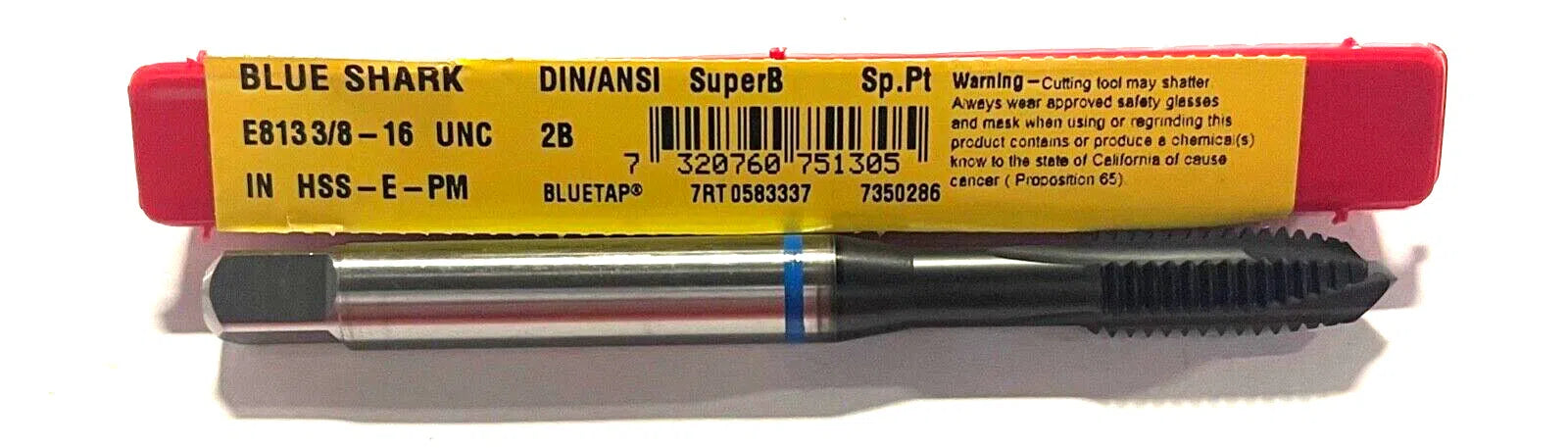 Domer 3/8-16 HSS-E-PM Spiral Point Plug Tap Blue Shark Machine Tap Super B 4FL