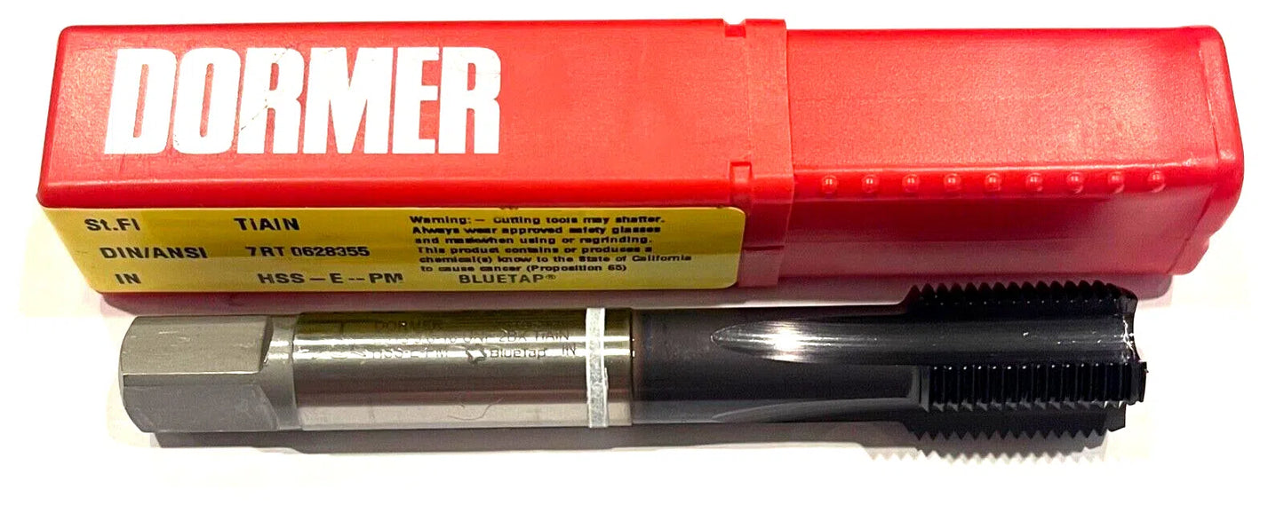 Domer 5/8-18 HSS-E-PM Machine Tap High Performance Bottoming TiAlN White Ring