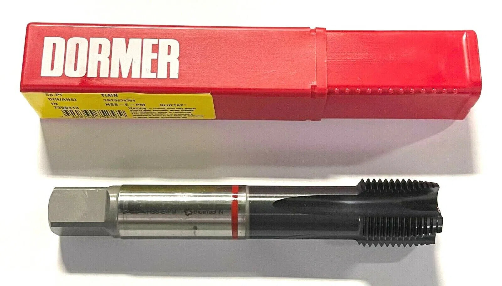 Dormer 1"-12 Tap HSS-E-PM Spiral Point Plug Tap TiAlN Coating H6 Machine Tap