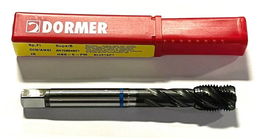 Dormer 1/2-20 Tap HSS-E-PM Semi Bottoming Spiral Flute Machine Tap H5 Blue Shark