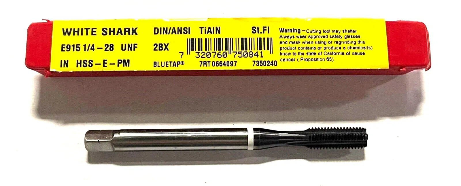 Dormer 1/4-28 HSS-E-PM Machine Tap TiAlN/Top White Ring Bottoming 4FL Tap