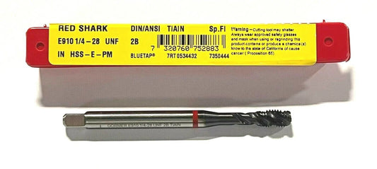 Dormer 1/4-28 Tap HSS-E-PM Semi Bottoming Spiral Flute Machine Tap TiAlN Coating