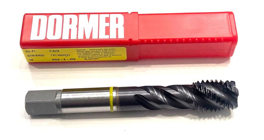 Dormer 3/4"-10 HSS-E-PM Spiral Flute Tap Semi-Bottoming TiAlN Yellow Ring 4FL