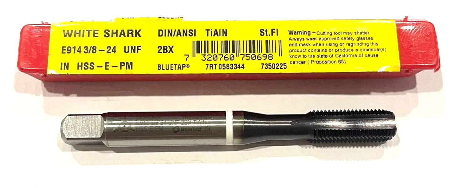 Dormer 3/8-24 HSS-E-PM Machine Tap Semi-Bottoming TiAlN White Ring HP 4FL Tap