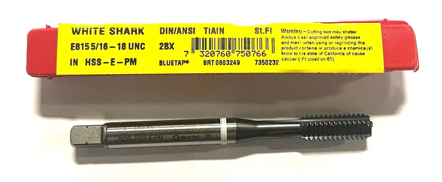 Dormer 5/16-18 HSS-E-PM Machine Tap TiAlN/Top White Ring 4 Flute Bottoming Tap