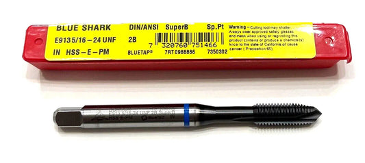 Dormer 5/16"-24 UNF Spiral Point Plug Tap SuperB Coating 3FL 2B Blue Ring