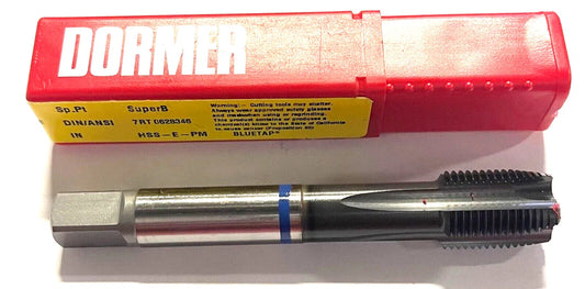 Dormer 5/8-18 Machine Tap HSS-E-PM Spiral Point Plug Tap Blue Ring 4FL H5 2.5xD