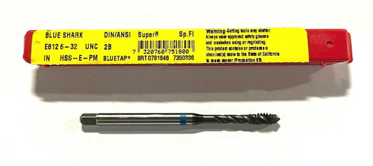 Dormer 6-32 Tap HSS-E-PM Semi Bottoming Spiral Flute Machine Tap Super B Coating