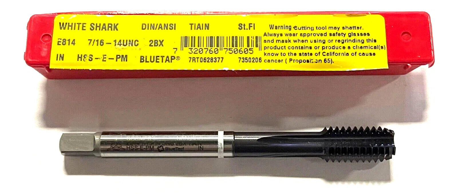 Dormer 7/16-14 HSS-E-PM Machine Tap TiAlN/Top White Ring Semi-Bottoming 4FL Tap