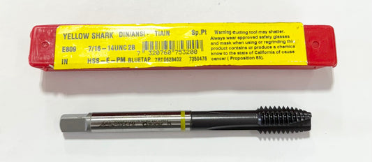 Dormer 7/16-14 HSS-E-PM Spiral Point Plug Tap Yellow Ring 3FL H5 TiAlN Coated