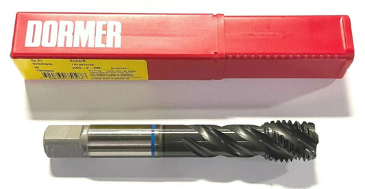 Dormer 7/8-9" Tap HSS-E-PM Semi Bottoming Spiral Flute Machine Tap Blue Shark H4