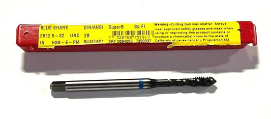 Dormer 8-32 Tap HSS-E-PM Semi Bottoming Spiral Flute Machine Tap Blue Shark H3