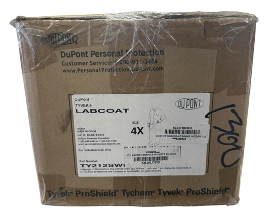 DuPont Tyvek Labcoats, Snaps 2 Pockets, 4XL 30 Pack