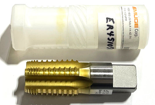 EMUGE 1"-11-1/2 NPTF HSSE Pipe Tap Tin Coating 5 Flute AW1931005788