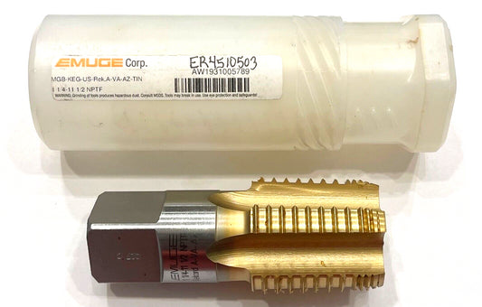 EMUGE 1-1/4"-11.5 NPTF HSSE Pipe Tap Tin Coating 5 Flute AW1931005789