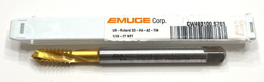 EMUGE 1/16"-27 NPT HSSE Pipe Tap Tin Coating Spiral Flute 3FL CW493100.5763