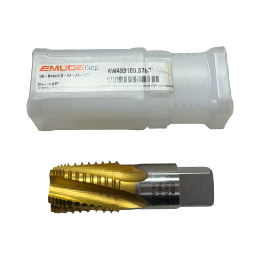 EMUGE 3/4"-14 NPT Cobalt Interrupted Thread Pipe Tap Spiral Flute Tin Modified Bottoming 5FL