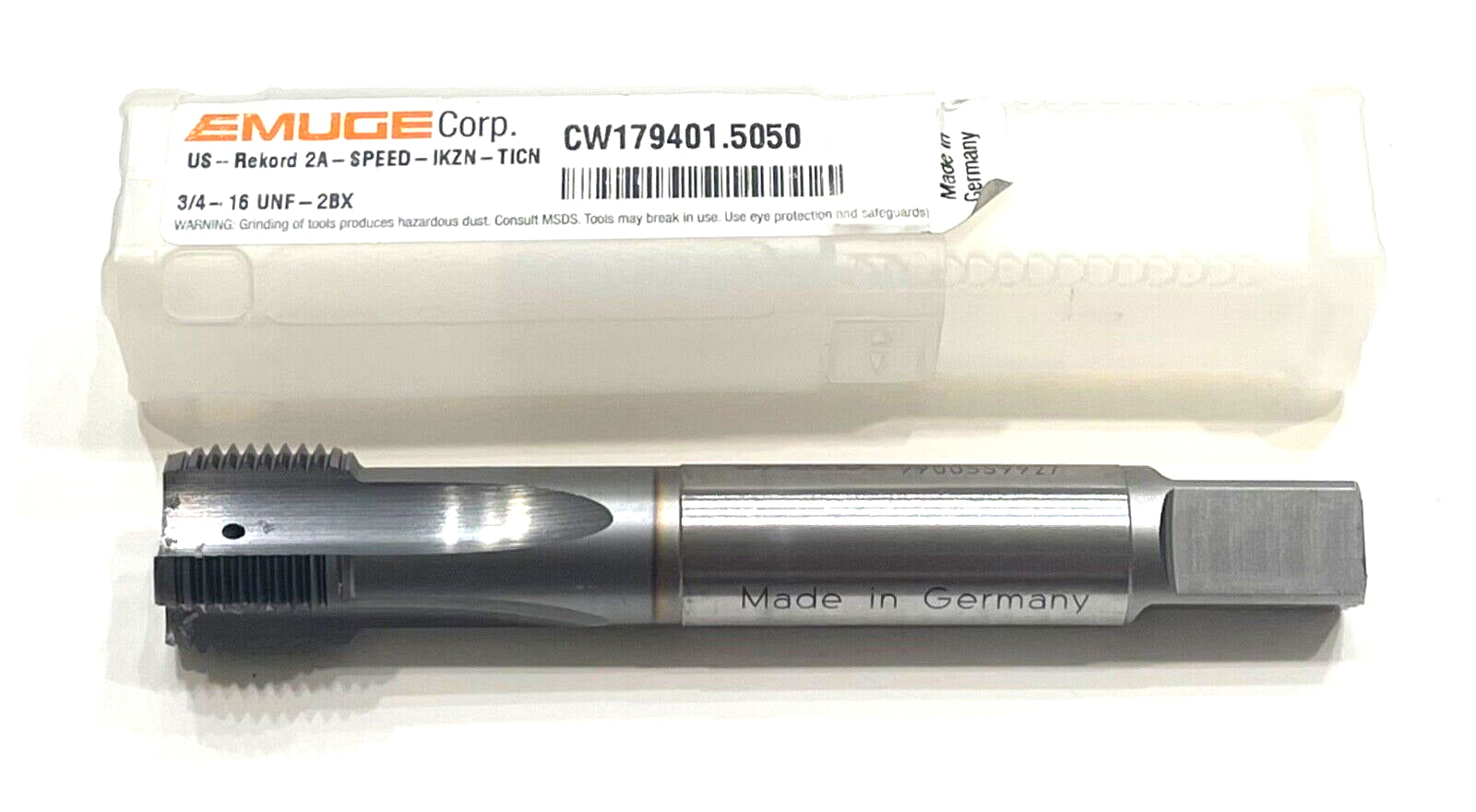 EMUGE 3/4"-16 UNF HSSE Straight Flute Tap TiCN Coating 2BX 4 Flute Coolant Thru