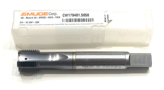 EMUGE 3/4"-16 UNF HSSE Straight Flute Tap TiCN Coating 2BX 4 Flute Coolant Thru