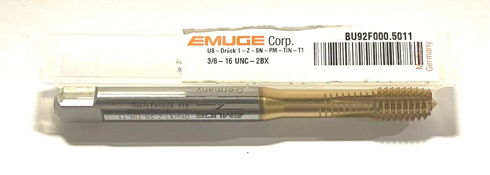 EMUGE 3/8-16UNC HSSE Thread Forming Tap 2BX Tin Coating 2P-3P 5 Flute
