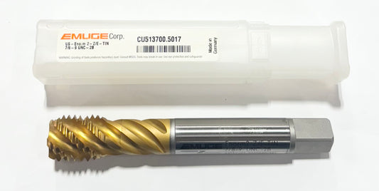 EMUGE 7/8"-9 Cobalt Spiral Flute Bottoming Tap Tin Coated 2B 5 Flute