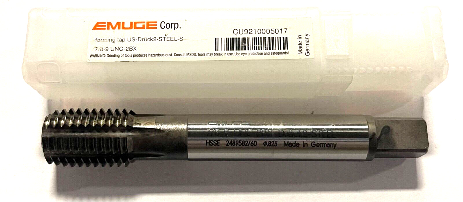 EMUGE 7/8-9 UNC-2BX HSSE Thread Forming Tap NT Coated Roll Form Druck Steel