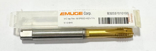EMUGE M10-6HX HSSE Spiral Point Tap 1B-Speed Tin Coated 4FL