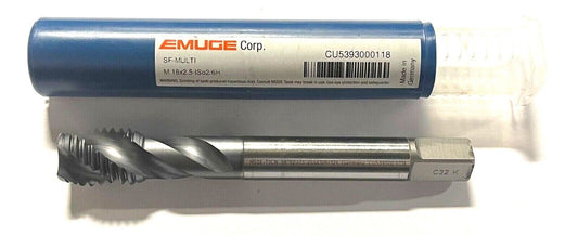 EMUGE M18 x 2.5 HSSE Tap Semi Bottoming TiCN Coating 6H 3 Flute Tap