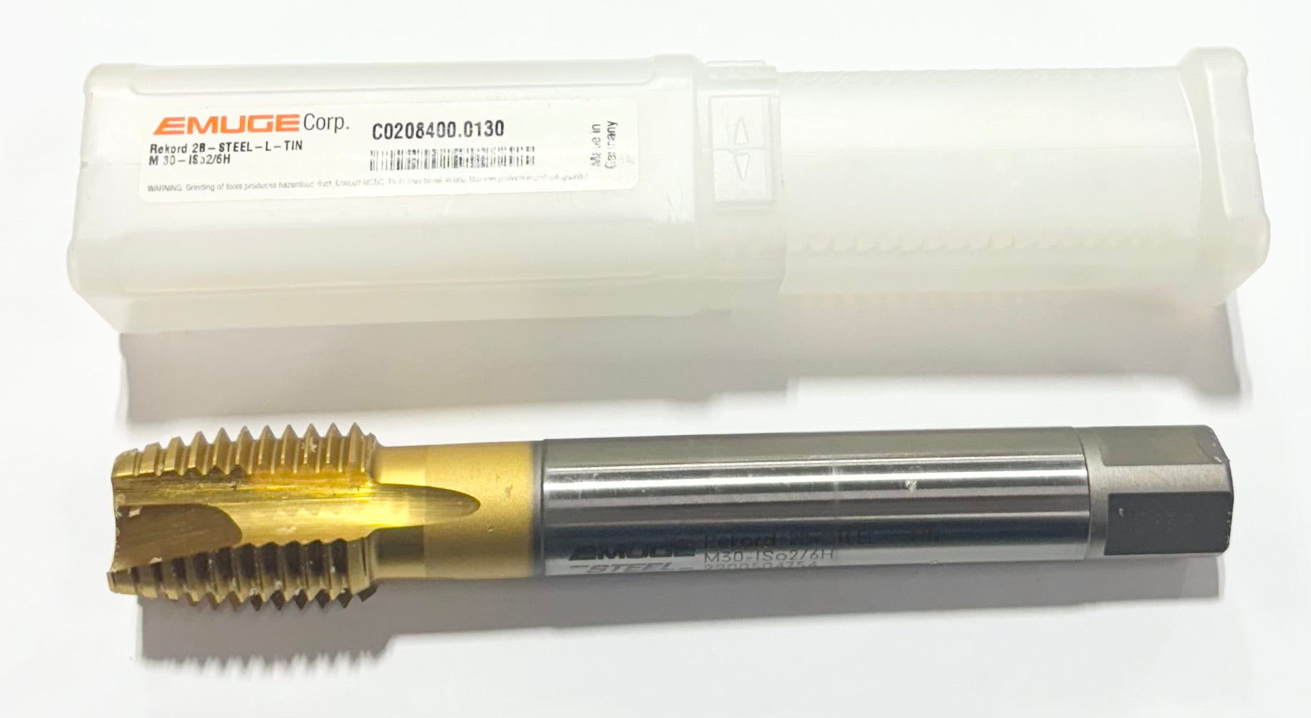 EMUGE M30 x 3.5mm HSS-E Cobalt Spiral Point Plug Tap 4FL 6H Tin Coated