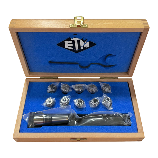 ETM ER16 1/32" to 3/8" Mini Collet Chuck Set 5/8" Shank 1-1/4" Extension